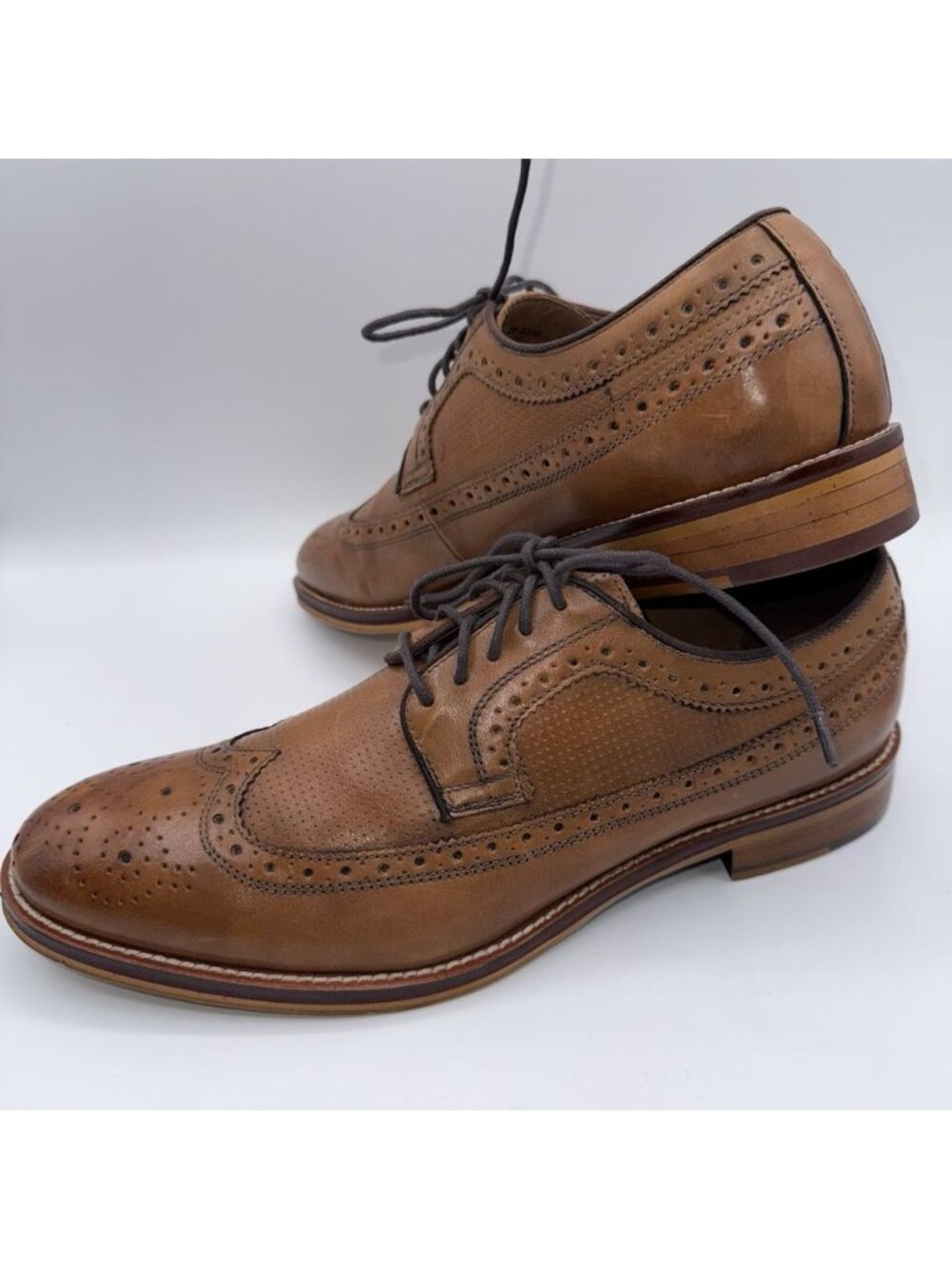 Johnston & Murphy Conard Oxford Shoes Men's 10M Wingtip Tan Leather 20-3310 - Picture 14 of 14